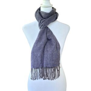 V. FRAAS Cashmink Scarf Brown & Blue with Fringe